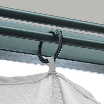 Prieel met gordijn en LED-lichtslinger 3x3 m aluminium cr&egrave;me