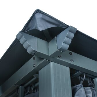 Prieel met gordijn LED-lichtslinger 4x3 m aluminium antraciet