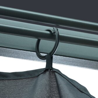 Prieel met gordijn LED-lichtslinger 4x3 m aluminium antraciet