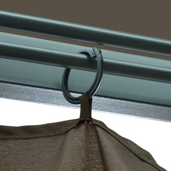 Prieel met gordijn en LED-lichtslinger 4x3 m aluminium taupe