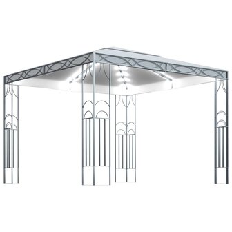 Prieel met LED-lichtslinger 300x300 cm cr&egrave;mekleurig