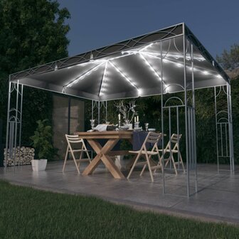Prieel met LED-lichtslinger 400x300 cm antracietkleurig