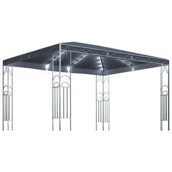 Prieel met LED-lichtslinger 400x300 cm antracietkleurig