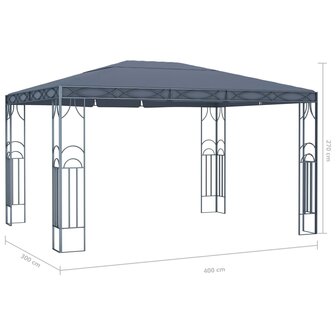 Prieel met LED-lichtslinger 400x300 cm antracietkleurig