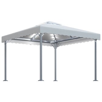 Prieel met LED-lichtslinger 300x300 cm aluminium cr&egrave;mekleurig