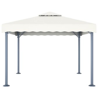 Prieel met LED-lichtslinger 300x300 cm aluminium cr&egrave;mekleurig