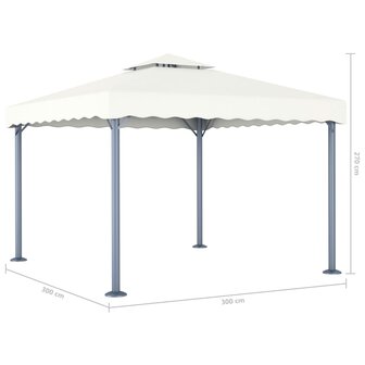 Prieel met LED-lichtslinger 300x300 cm aluminium cr&egrave;mekleurig