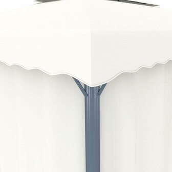 Prieel met gordijn en LED-lichtslinger 3x3 m cr&egrave;mewit