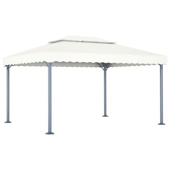 Prieel met LED-lichtslinger 400x300 cm aluminium cr&egrave;mekleurig