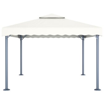 Prieel met LED-lichtslinger 400x300 cm aluminium cr&egrave;mekleurig