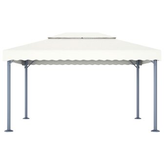 Prieel met LED-lichtslinger 400x300 cm aluminium cr&egrave;mekleurig