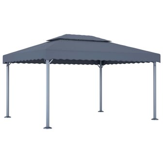 Prieel met LED-lichtslinger 400x300 cm aluminium antracietkleur