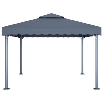 Prieel met LED-lichtslinger 400x300 cm aluminium antracietkleur