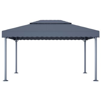 Prieel met LED-lichtslinger 400x300 cm aluminium antracietkleur