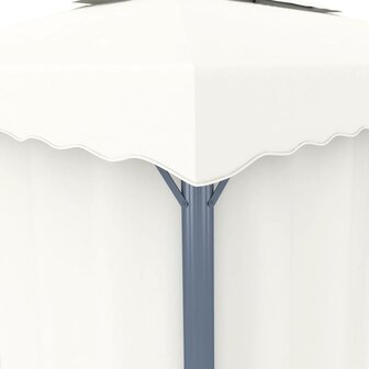 Prieel met gordijn en LED-lichtslinger 4x3 m cr&egrave;mewit