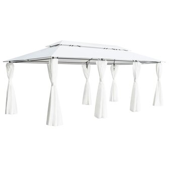 Prieel met gordijnen 180g/m&sup2; 600x298x270 cm wit