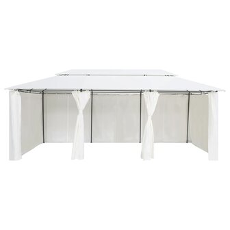 Prieel met gordijnen 180g/m&sup2; 600x298x270 cm wit
