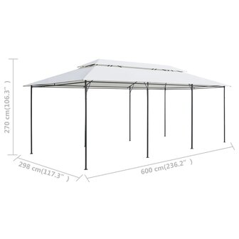 Prieel met gordijnen 180g/m&sup2; 600x298x270 cm wit