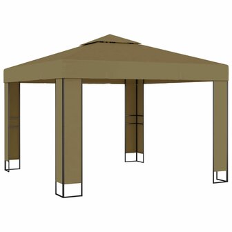 Prieel met dubbel dak 180 g/m&sup2; 3x3x2,7 m taupe