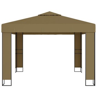 Prieel met dubbel dak 180 g/m&sup2; 3x3x2,7 m taupe