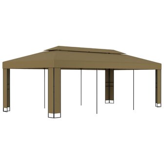 Prieel met dubbel dak 180 g/m&sup2; 3x6 m taupe