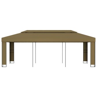 Prieel met dubbel dak 180 g/m&sup2; 3x6 m taupe