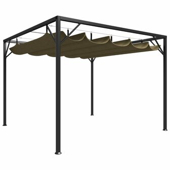 Tuinprieel met uittrekbaar dak 180 g/m&sup2; 3x3 m taupe