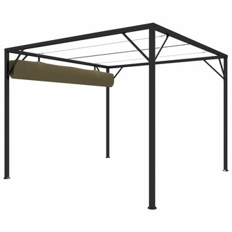 Tuinprieel met uittrekbaar dak 180 g/m&sup2; 3x3 m taupe