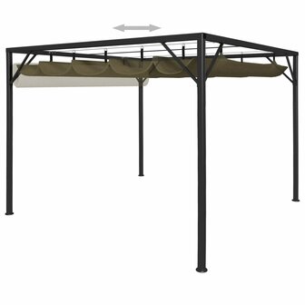 Tuinprieel met uittrekbaar dak 180 g/m&sup2; 3x3 m taupe