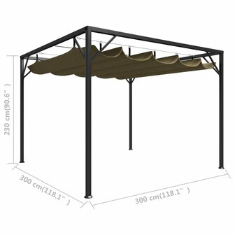 Tuinprieel met uittrekbaar dak 180 g/m&sup2; 3x3 m taupe
