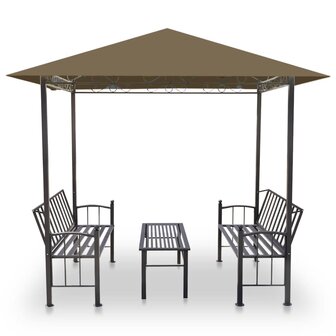 Tuinpaviljoen met tafel en bankjes 180 g/m&sup2; 2,5x1,5x2,4 m taupe