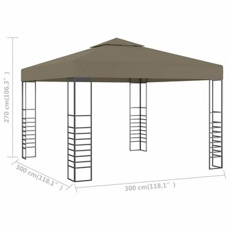 Tuinpaviljoen 180 g/m&sup2; 3x3 m taupe