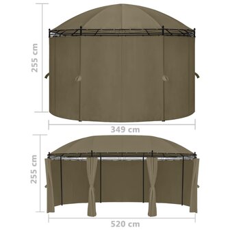 Prieel met gordijnen 180 g/m&sup2; 520x349x255 cm taupe