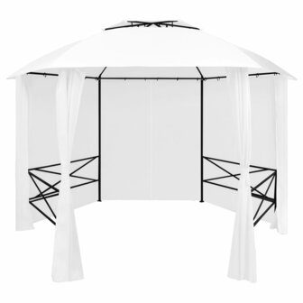 Tuinpaviljoen met gordijnen 180 g/m&sup2; 360x312x265 cm wit