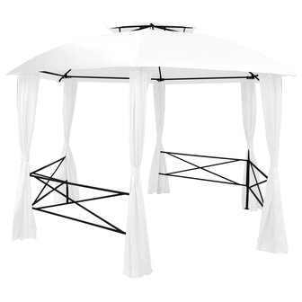 Tuinpaviljoen met gordijnen 180 g/m&sup2; 360x312x265 cm wit
