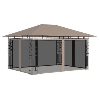 Prieel met klamboe 180 g/m&sup2; 4x3x2,73 m taupe