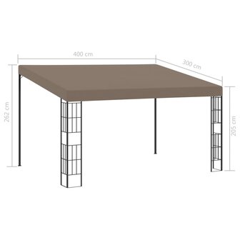 Wandprieel 4x3 m stof taupe