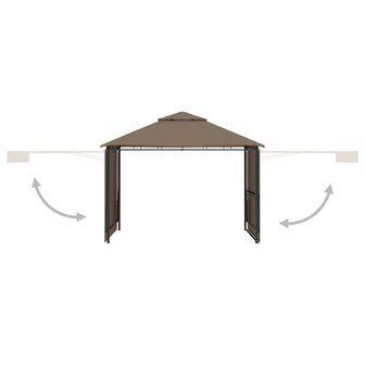 Prieel met uitschuifbare daken 180 g/m&sup2; 3x3x2,75 m taupe