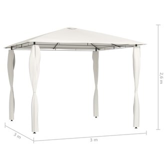 Prieel met paalhoezen 160 g/m&sup2; 3x3x2,6 m cr&egrave;mekleurig