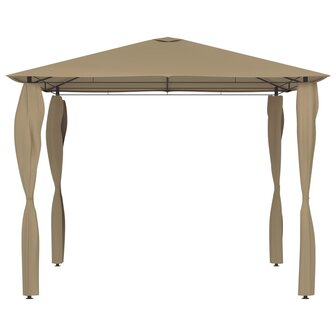 Prieel met paalhoezen 160 g/m&sup2; 3x3x2,6 m taupe