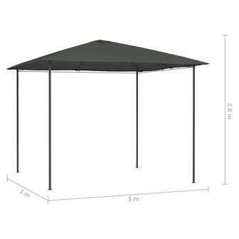 Prieel 160 g/m&sup2; 3x3x2,6 m antracietkleurig