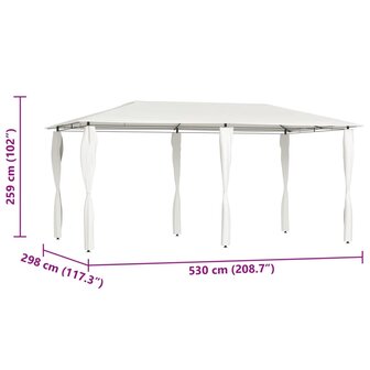 Prieel met paalhoezen 160 g/m&sup2; 2,98x5,3x2,59 m cr&egrave;mekleurig
