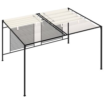 Prieel met uittrekbaar dak 180 g/m&sup2; 3x4x2,3 m cr&egrave;mekleurig