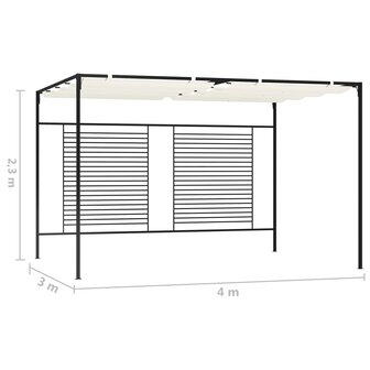Prieel met uittrekbaar dak 180 g/m&sup2; 3x4x2,3 m cr&egrave;mekleurig