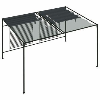 Prieel met uittrekbaar dak 180 g/m&sup2; 4x3x2,3 m antracietkleurig