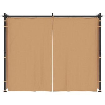 Prieel met gordijnen 3x3 m staal taupe