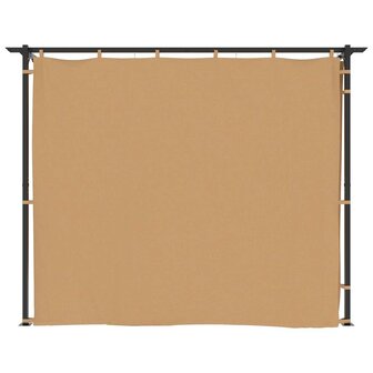 Prieel met gordijnen 3x3 m staal taupe