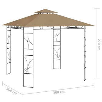 Prieel 160 g/m&sup2; 3x3x2,7 m taupe
