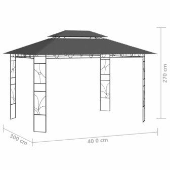 Prieel 160 g/m&sup2; 4x3x2,7 m antracietkleurig