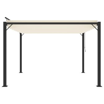 Prieel met lamellendak 3x3 m stof en aluminium cr&egrave;mekleurig